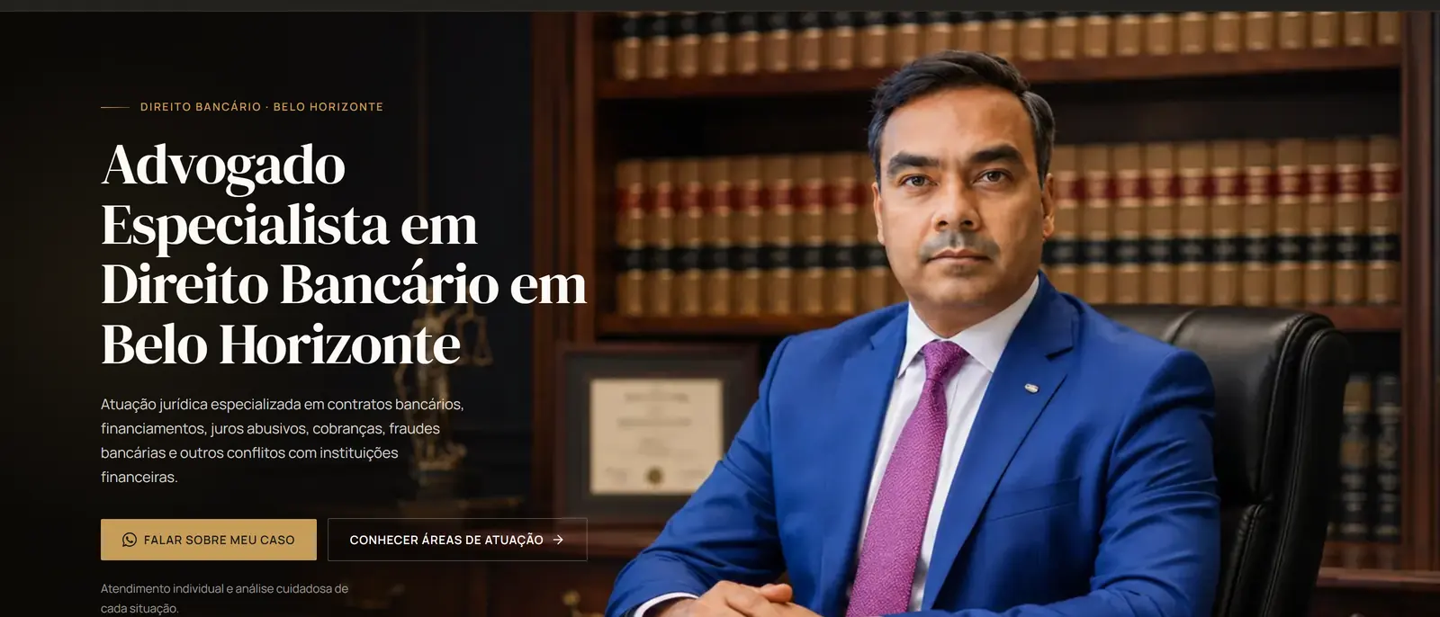 Página inicial do site do escritório Evandro Cunha Advocacia